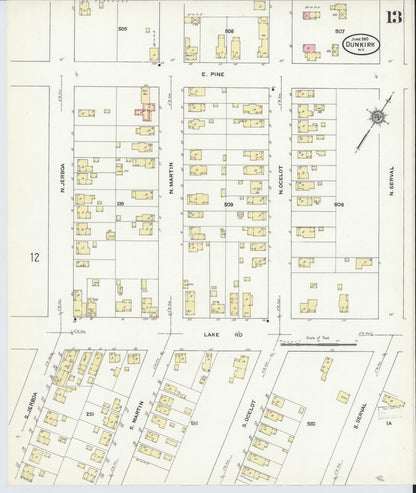 Sanborn Fire Insurance Map from Dunkirk, Chautauqua County, New York (1910), Sheet #0013 - Complete Map Set gallery image, historic Sanborn map, vintage wall art, New York New York