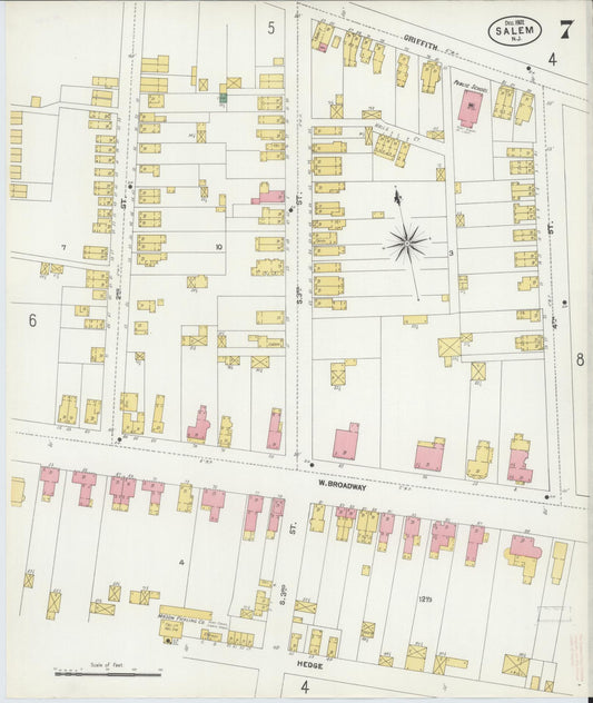 Sanborn Fire Insurance Map from Salem, Salem County, New Jersey (1902), Sheet #0007 - Historic Sanborn Fire Insurance Map Print, vintage old map wall art, antique decor, genealogy gift, New Jersey New Jersey map