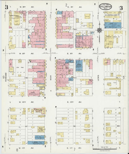 Sanborn Fire Insurance Map from Stillwater, Payne County, Oklahoma (1924), Sheet #0003 - Complete Map Set gallery image, historic Sanborn map, vintage wall art, Oklahoma Oklahoma
