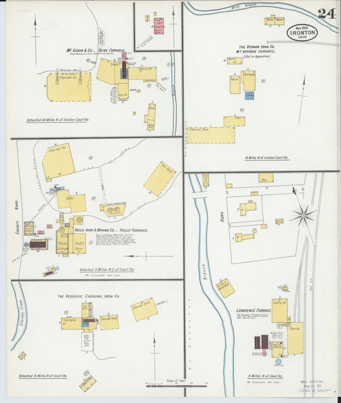 Sanborn Fire Insurance Map from Ironton, Lawrence County, Ohio (1900), Sheet #0024 - Historic Sanborn Fire Insurance Map Print, vintage old map wall art, antique decor, genealogy gift, Ohio Ohio map