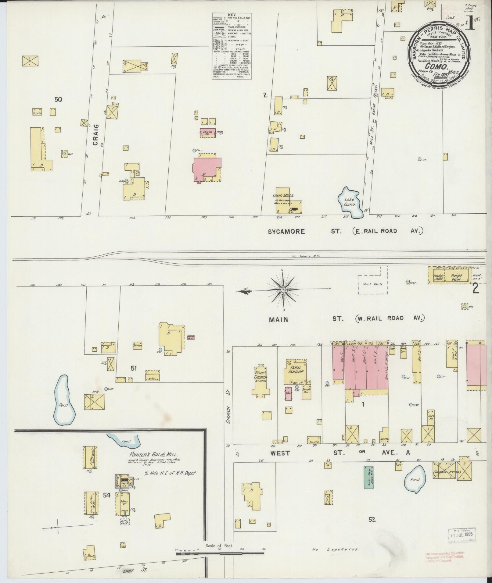 Sanborn Fire Insurance Map from Como, Panola County, Mississippi (1897), Sheet #0001 - Historic Sanborn Fire Insurance Map Print, vintage old map wall art, antique decor, genealogy gift, Mississippi Mississippi map