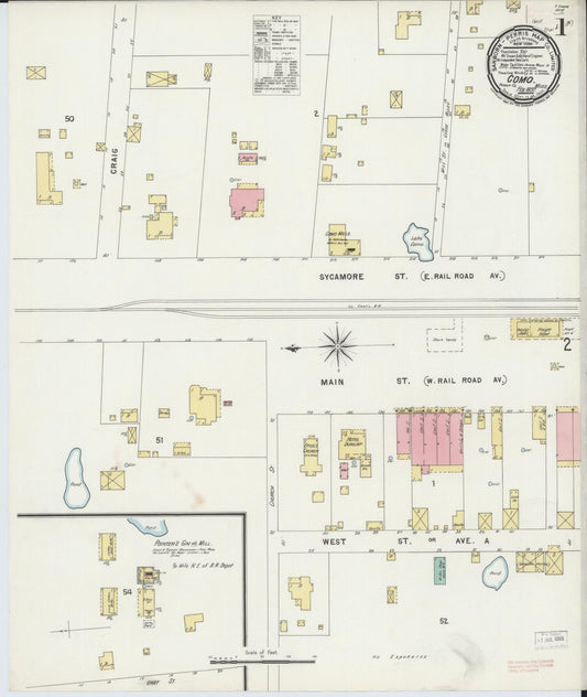 Sanborn Fire Insurance Map from Como, Panola County, Mississippi (1897), Sheet #0001 - Historic Sanborn Fire Insurance Map Print, vintage old map wall art, antique decor, genealogy gift, Mississippi Mississippi map