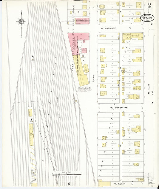 Sanborn Fire Insurance Map from Ottawa, Franklin County, Kansas (1912), Sheet #0002 - Historic Sanborn Fire Insurance Map Print, vintage old map wall art, antique decor, genealogy gift, Kansas Kansas map