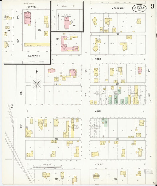 Sanborn Fire Insurance Map from Osage, Mitchell County, Iowa (1897), Sheet #0003 - Historic Sanborn Fire Insurance Map Print, vintage old map wall art