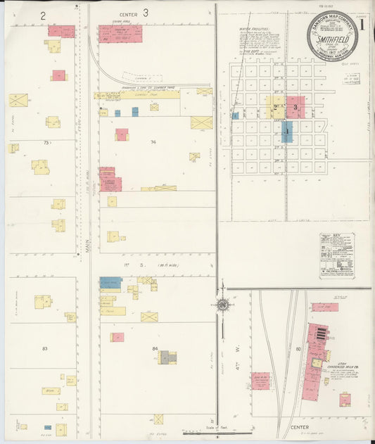 Sanborn Fire Insurance Map from Smithfield, Cache County, Utah (1917), Sheet #0001 - Complete Map Set gallery image, historic Sanborn map, vintage wall art, Utah Utah