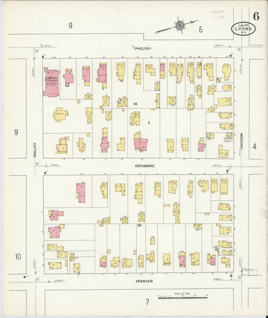 Sanborn Fire Insurance Map from Lyons, Wayne County, New York (1911), Sheet #0006 - Historic Sanborn Fire Insurance Map Print, vintage old map wall art, antique decor, genealogy gift, New York New York map