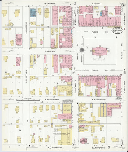 Sanborn Fire Insurance Map from Macomb, Mcdonough County, Illinois (1910), Sheet #0005 - Historic Sanborn Fire Insurance Map Print, vintage old map wall art, antique decor, genealogy gift, Illinois Illinois map