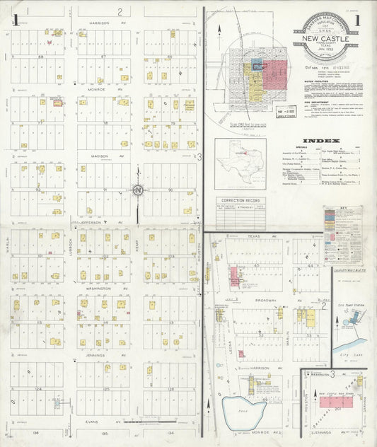 Sanborn Fire Insurance Map from Newcastle, Young County, Texas (1933), Sheet #0001 - Complete Map Set gallery image, historic Sanborn map, vintage wall art, Texas Texas