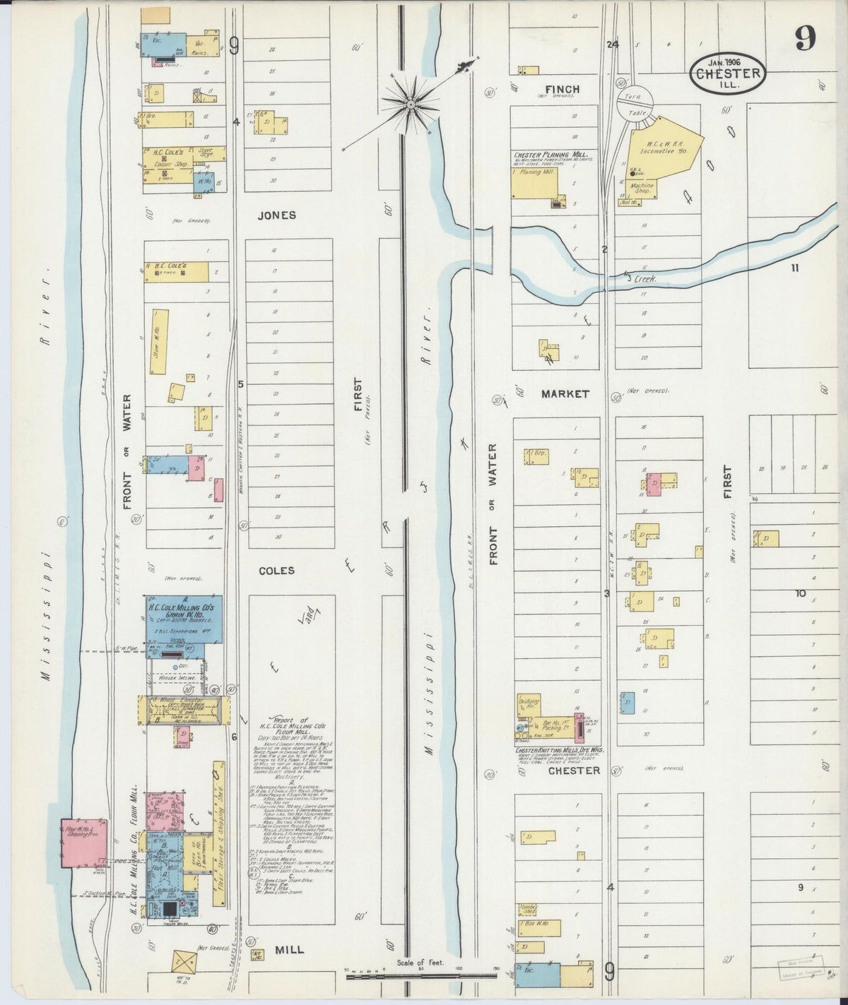Sanborn Fire Insurance Map from Chester, Randolph County, Illinois (1906), Sheet #0009 - Complete Map Set gallery image, historic Sanborn map, vintage wall art, Illinois Illinois