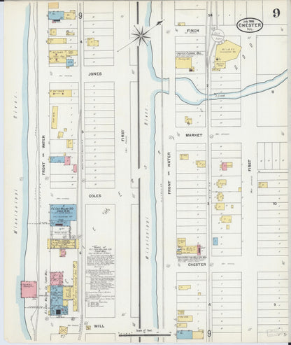 Sanborn Fire Insurance Map from Chester, Randolph County, Illinois (1906), Sheet #0009 - Complete Map Set gallery image, historic Sanborn map, vintage wall art, Illinois Illinois