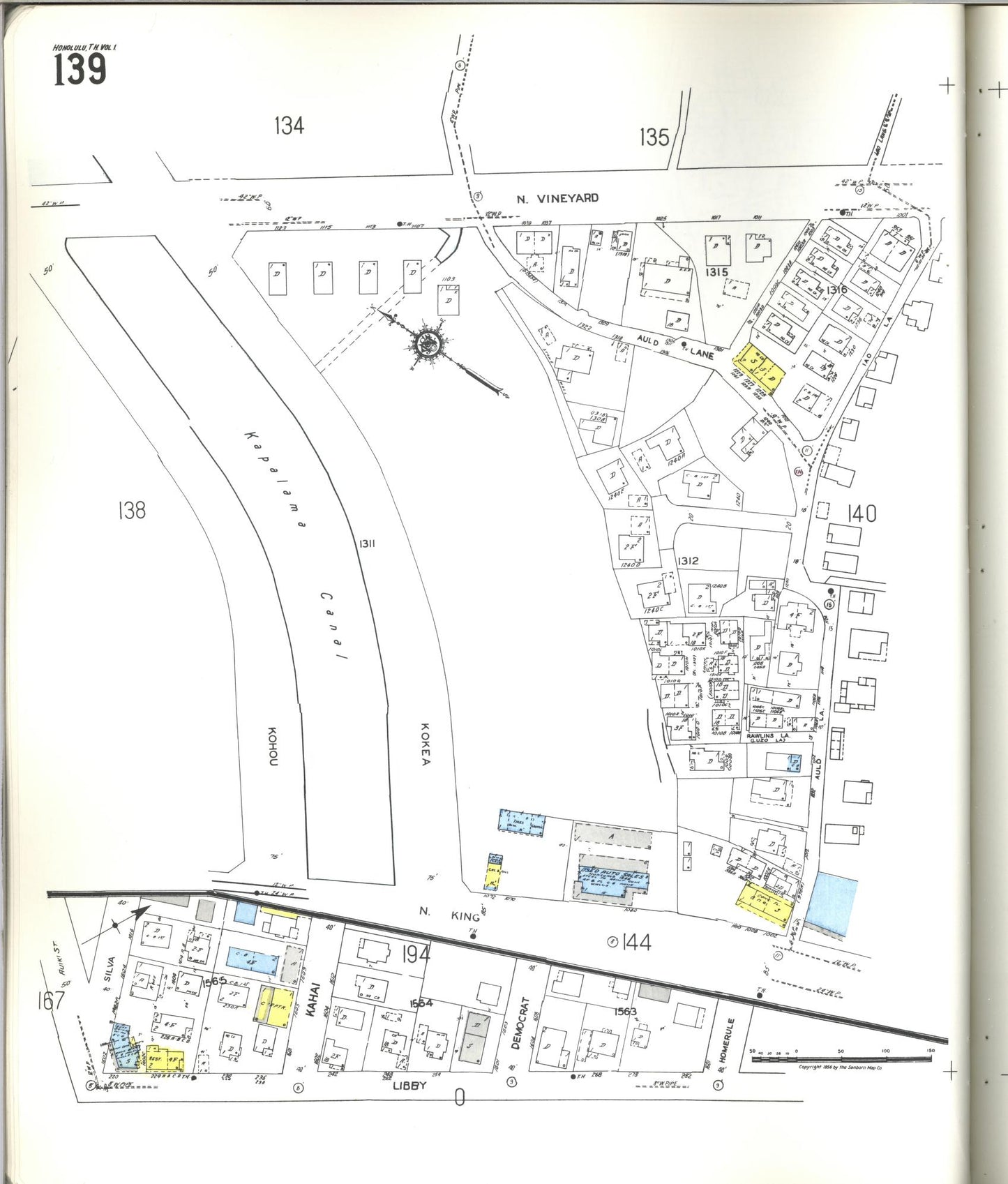 Sanborn Fire Insurance Map from Honolulu, Oahu County, Hawaii (1955), Sheet #0139 - Historic Sanborn Fire Insurance Map Print