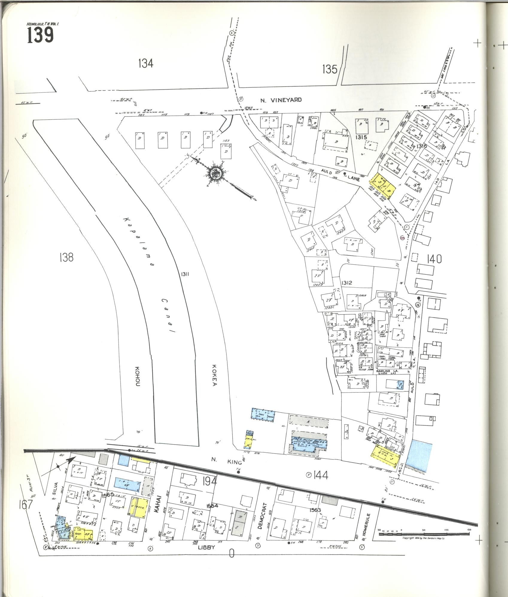 Sanborn Fire Insurance Map from Honolulu, Oahu County, Hawaii (1955), Sheet #0139 - Historic Sanborn Fire Insurance Map Print