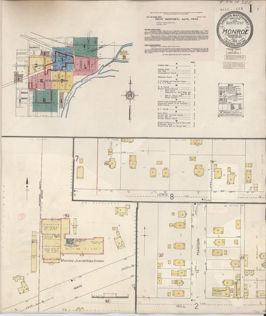 Sanborn Fire Insurance Map from Monroe, Snohomish County, Washington (1942), Sheet #0001 - Complete Map Set gallery image, historic Sanborn map, vintage wall art, Washington Washington