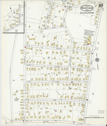 Sanborn Fire Insurance Map from North Attleborough, Bristol County, Massachusetts (1916), Sheet #0010 - Complete Map Set gallery image, historic Sanborn map, vintage wall art, Massachusetts Massachusetts