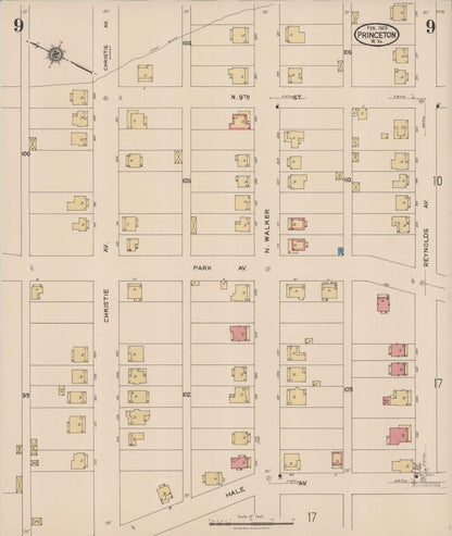 Sanborn Fire Insurance Map from Princeton, Mercer County, West Virginia (1923), Sheet #0009 - Complete Map Set gallery image, historic Sanborn map, vintage wall art, West Virginia West Virginia