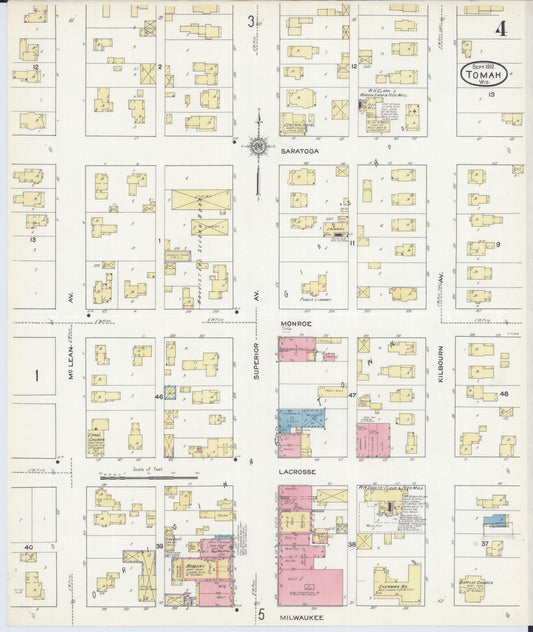 Sanborn Fire Insurance Map from Tomah, Monroe County, Wisconsin (1912), Sheet #0004 - Historic Sanborn Fire Insurance Map Print, vintage old map wall art, antique decor, genealogy gift, Wisconsin Wisconsin map