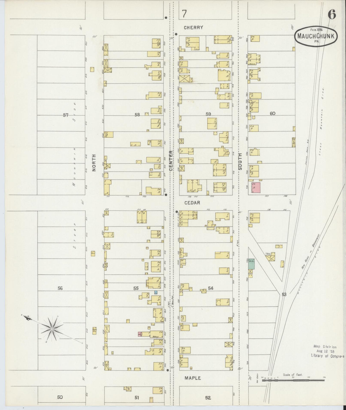 Sanborn Fire Insurance Map from Mauch Chunk, Carbon County, Pennsylvania (1896), Sheet #0006 - Complete Map Set gallery image, historic Sanborn map, vintage wall art, Pennsylvania Pennsylvania