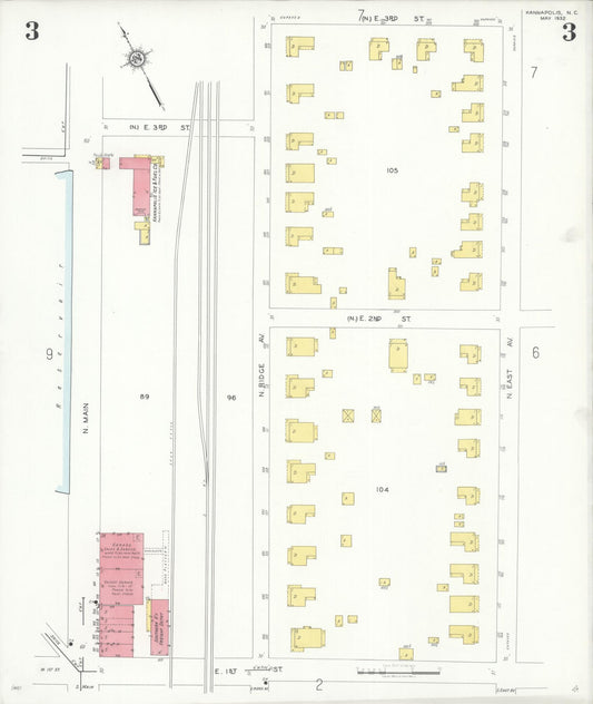 Sanborn Fire Insurance Map from Kannapolis, Rowan And Cabarrus Counties, North Carolina (1932), Sheet #0003 - Historic Sanborn Fire Insurance Map Print, vintage old map wall art, antique decor, genealogy gift, North Carolina North Carolina map