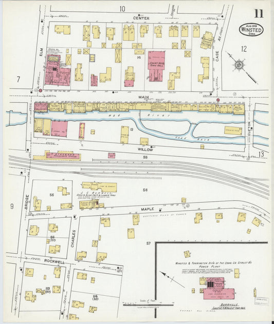 Sanborn Fire Insurance Map from Winsted, Litchfield County, Connecticut (1919), Sheet #0011 - Historic Sanborn Fire Insurance Map Print, vintage old map wall art, antique decor, genealogy gift, Connecticut Connecticut map