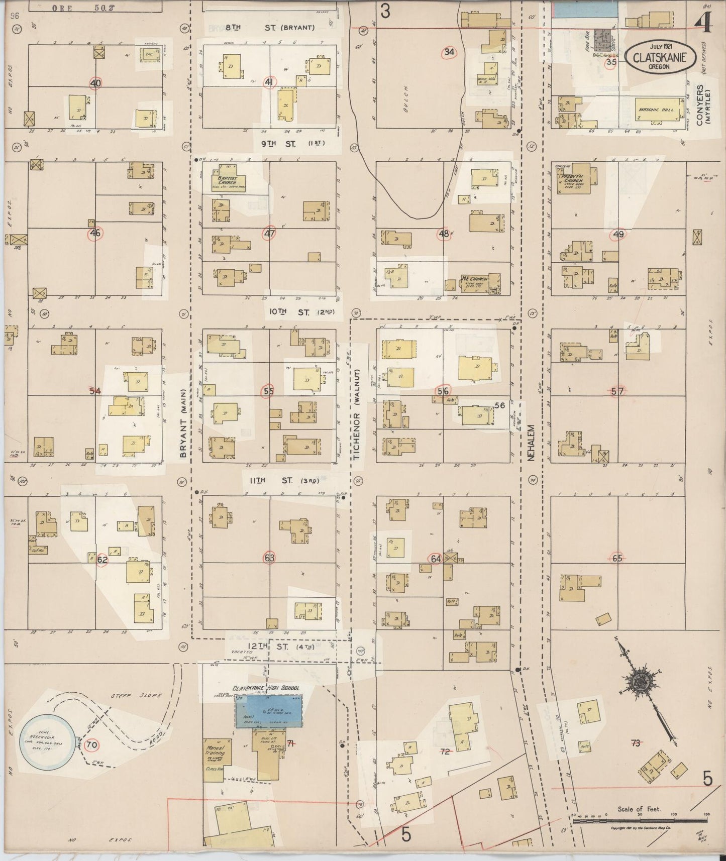 Sanborn Fire Insurance Map from Clatskanie, Columbia County, Oregon (1943), Sheet #0004 - Complete Map Set gallery image, historic Sanborn map, vintage wall art, Oregon Oregon