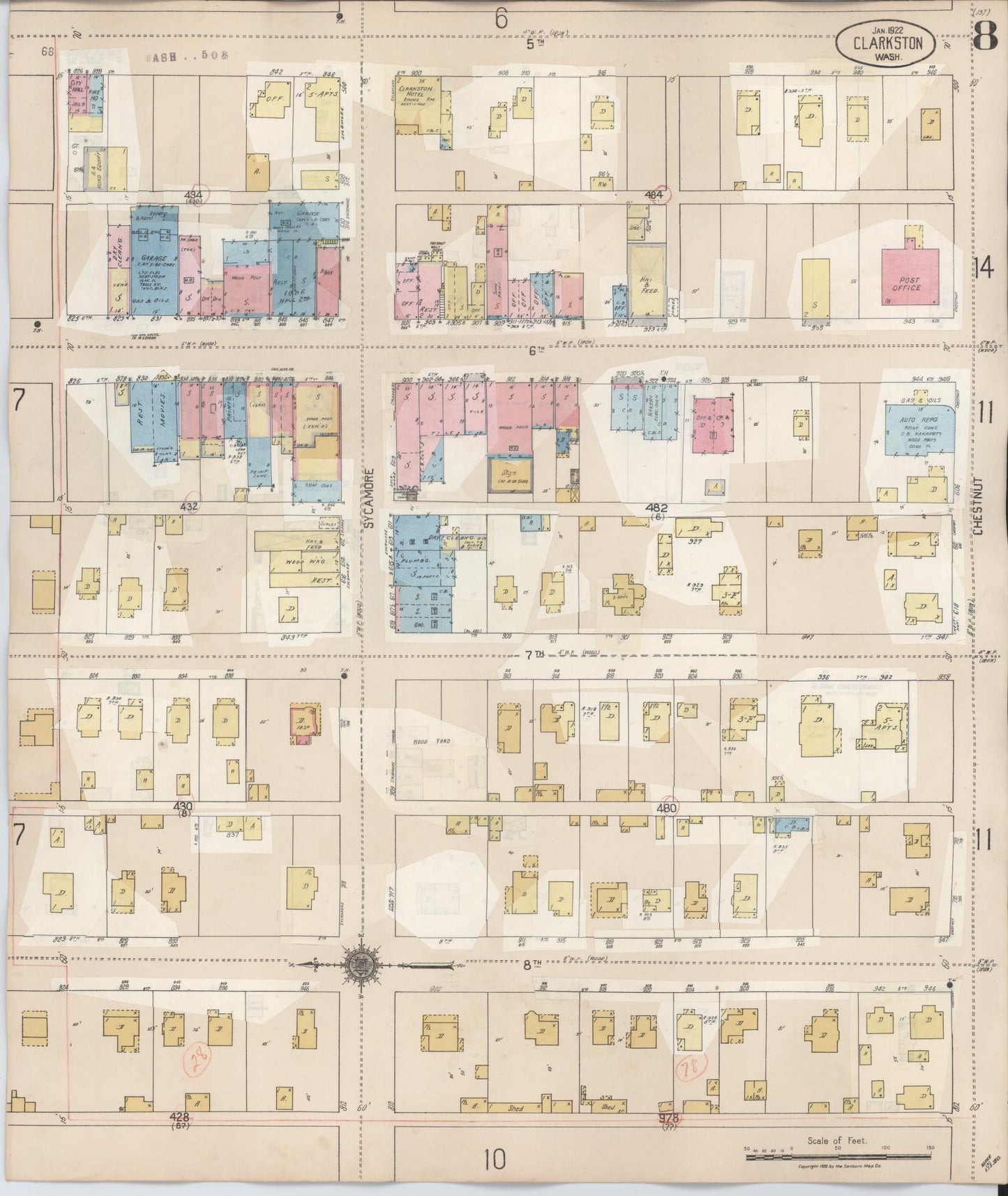 Sanborn Fire Insurance Map from Clarkston, Asotin County, Washington (1949), Sheet #0008 - Complete Map Set gallery image, historic Sanborn map, vintage wall art, Washington Washington