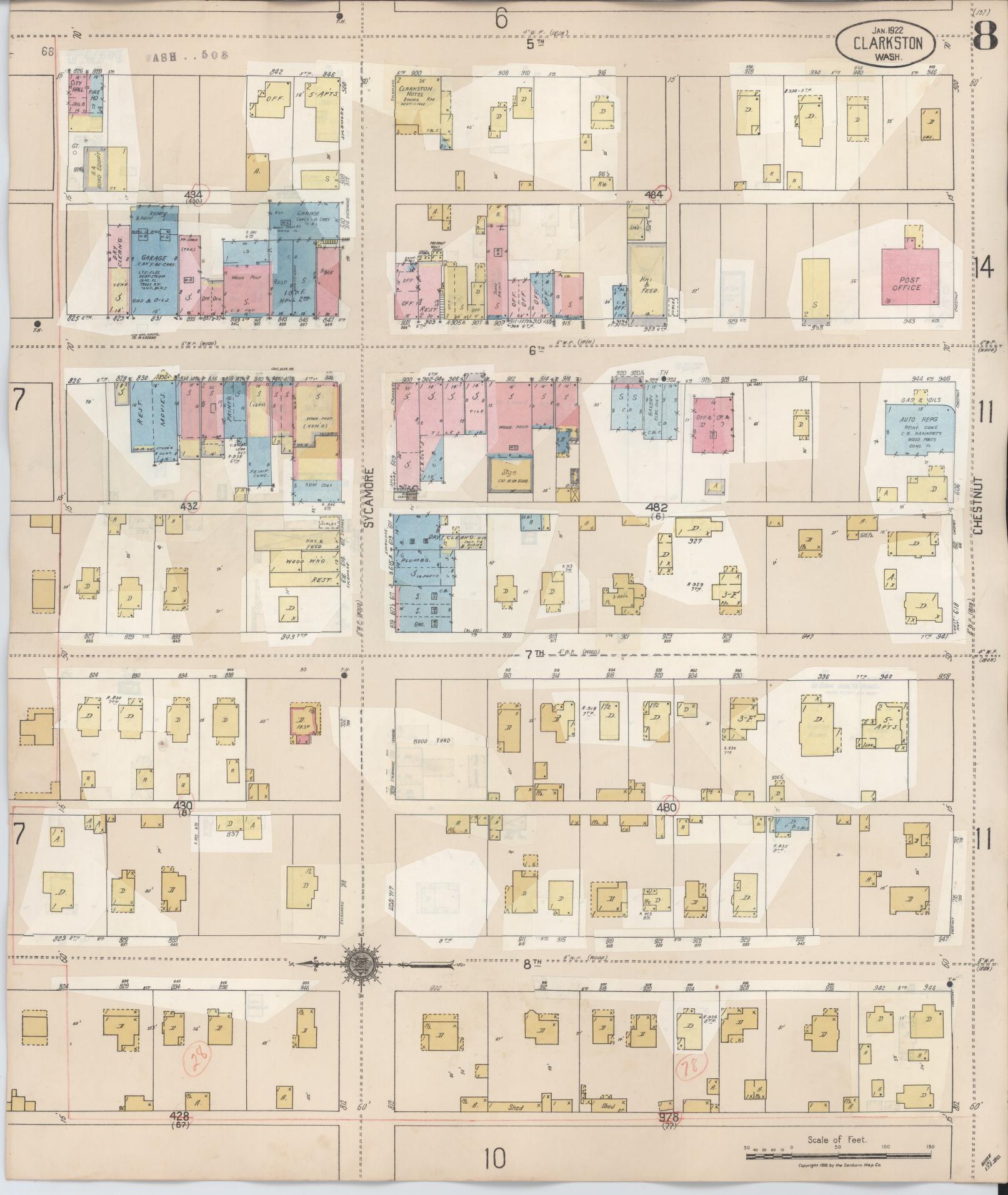 Sanborn Fire Insurance Map from Clarkston, Asotin County, Washington (1949), Sheet #0008 - Complete Map Set gallery image, historic Sanborn map, vintage wall art, Washington Washington
