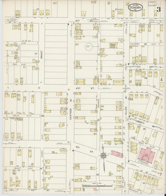 Sanborn Fire Insurance Map from Donora, Washington County, Pennsylvania (1914), Sheet #0003 - Historic Sanborn Fire Insurance Map Print, vintage old map wall art, antique decor, genealogy gift, Pennsylvania Pennsylvania map