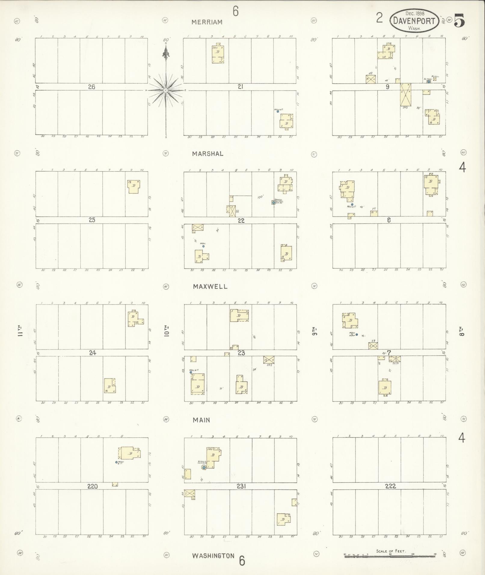 Sanborn Fire Insurance Map from Davenport, Lincoln County, Washington (1898), Sheet #0005 - Complete Map Set gallery image, historic Sanborn map, vintage wall art, Washington Washington