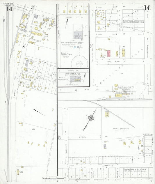 Sanborn Fire Insurance Map from Odessa, Edger County, Texas (1939), Sheet #0014 - Historic Sanborn Fire Insurance Map Print, vintage old map wall art, antique decor, genealogy gift, Texas Texas map