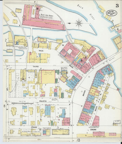 Sanborn Fire Insurance Map from Beloit, Rock County, Wisconsin (1902), Sheet #0003 - Complete Map Set gallery image, historic Sanborn map, vintage wall art, Wisconsin Wisconsin