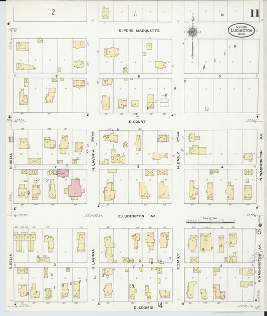 Sanborn Fire Insurance Map from Ludington, Mason County, Michigan (1910), Sheet #0011 - Historic Sanborn Fire Insurance Map Print, vintage old map wall art, antique decor, genealogy gift, Michigan Michigan map