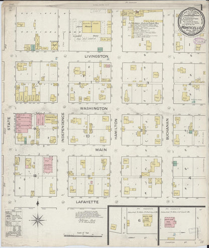 Sanborn Fire Insurance Map from Monticello, Piatt County, Illinois (1887), Sheet #0001 - Historic Sanborn Fire Insurance Map Print, vintage old map wall art, antique decor, genealogy gift, Illinois Illinois map
