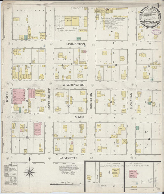 Sanborn Fire Insurance Map from Monticello, Piatt County, Illinois (1887), Sheet #0001 - Historic Sanborn Fire Insurance Map Print, vintage old map wall art, antique decor, genealogy gift, Illinois Illinois map