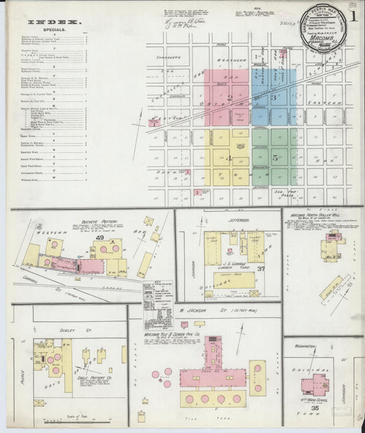 Sanborn Fire Insurance Map from Macomb, Mcdonough County, Illinois (1892), Sheet #0001 - Historic Sanborn Fire Insurance Map Print, vintage old map wall art, antique decor, genealogy gift, Illinois Illinois map