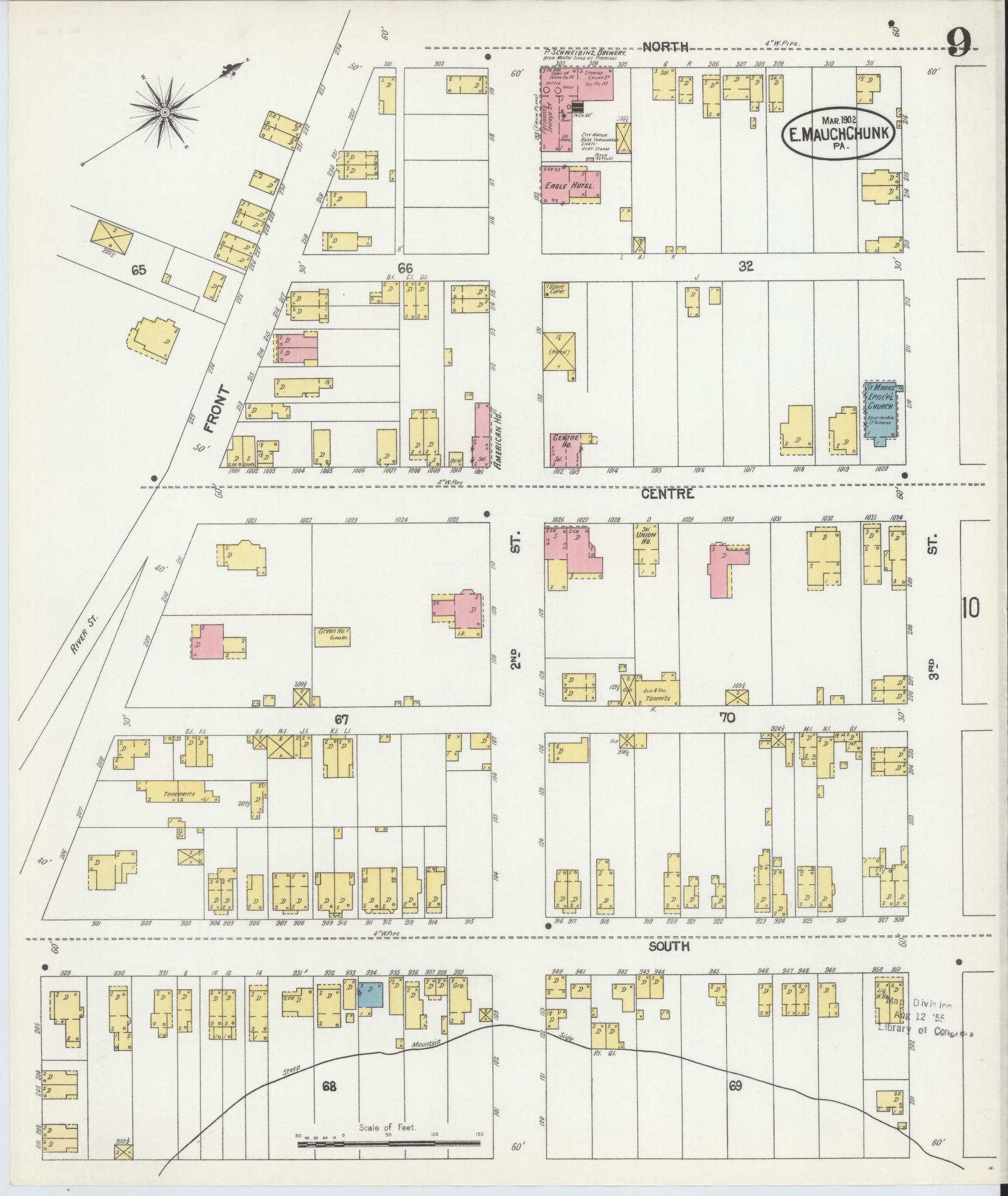 Sanborn Fire Insurance Map from Mauch Chunk, Carbon County, Pennsylvania (1902), Sheet #0009 - Complete Map Set gallery image, historic Sanborn map, vintage wall art, Pennsylvania Pennsylvania