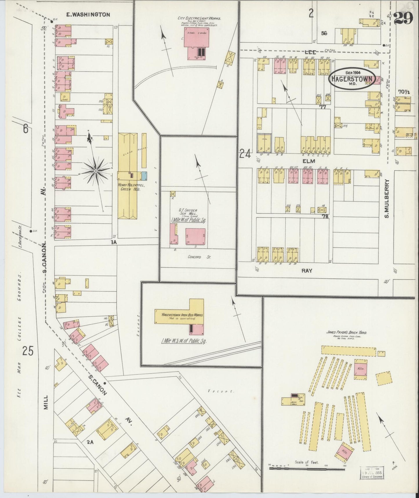 Sanborn Fire Insurance Map from Hagerstown, Washington County, Maryland (1904), Sheet #0029 - Complete Map Set gallery image, historic Sanborn map, vintage wall art, Maryland Maryland