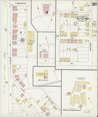 Sanborn Fire Insurance Map from Hagerstown, Washington County, Maryland (1904), Sheet #0029 - Complete Map Set gallery image, historic Sanborn map, vintage wall art, Maryland Maryland