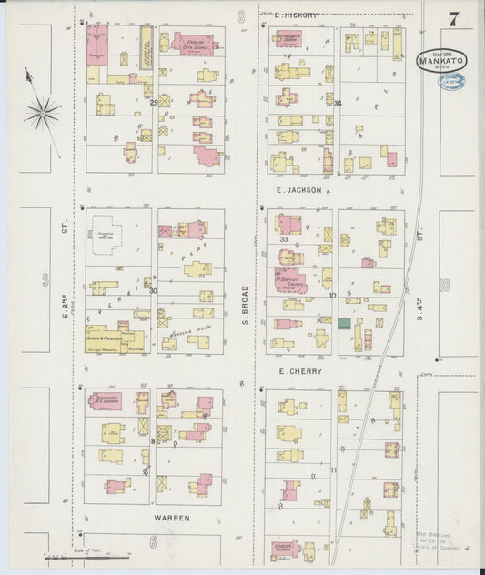 Sanborn Fire Insurance Map from Mankato, Blue Earth County, Minnesota (1894), Sheet #0007 - Historic Sanborn Fire Insurance Map Print, vintage old map wall art, antique decor, genealogy gift, Minnesota Minnesota map
