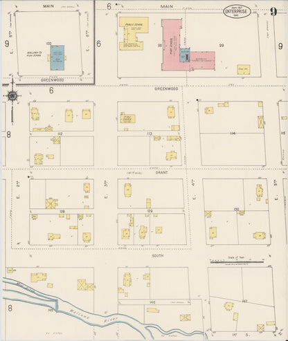 Sanborn Fire Insurance Map from Enterprise, Wallowa County, Oregon (1917), Sheet #0009 - Complete Map Set gallery image, historic Sanborn map, vintage wall art, Oregon Oregon