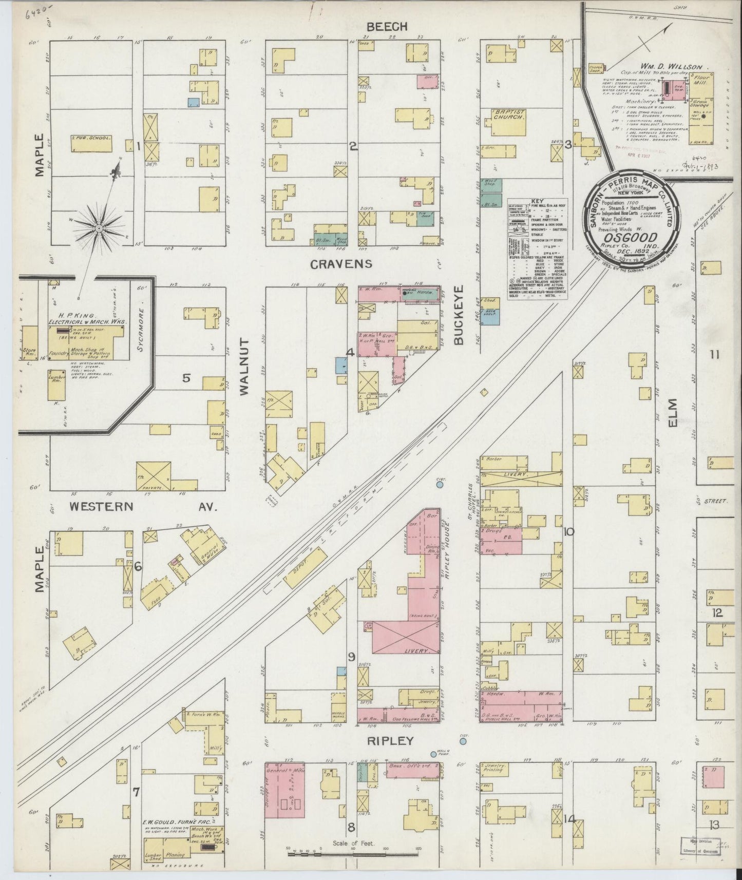 Sanborn Fire Insurance Map from Osgood, Ripley County, Indiana. (1892) – Historic Sanborn Fire Insurance Map Print