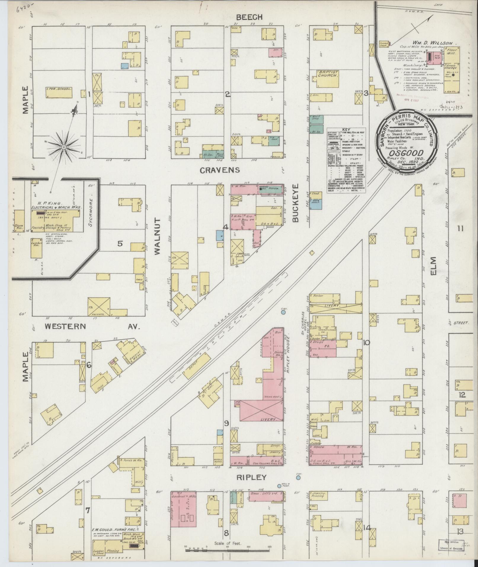 Sanborn Fire Insurance Map from Osgood, Ripley County, Indiana. (1892) – Historic Sanborn Fire Insurance Map Print