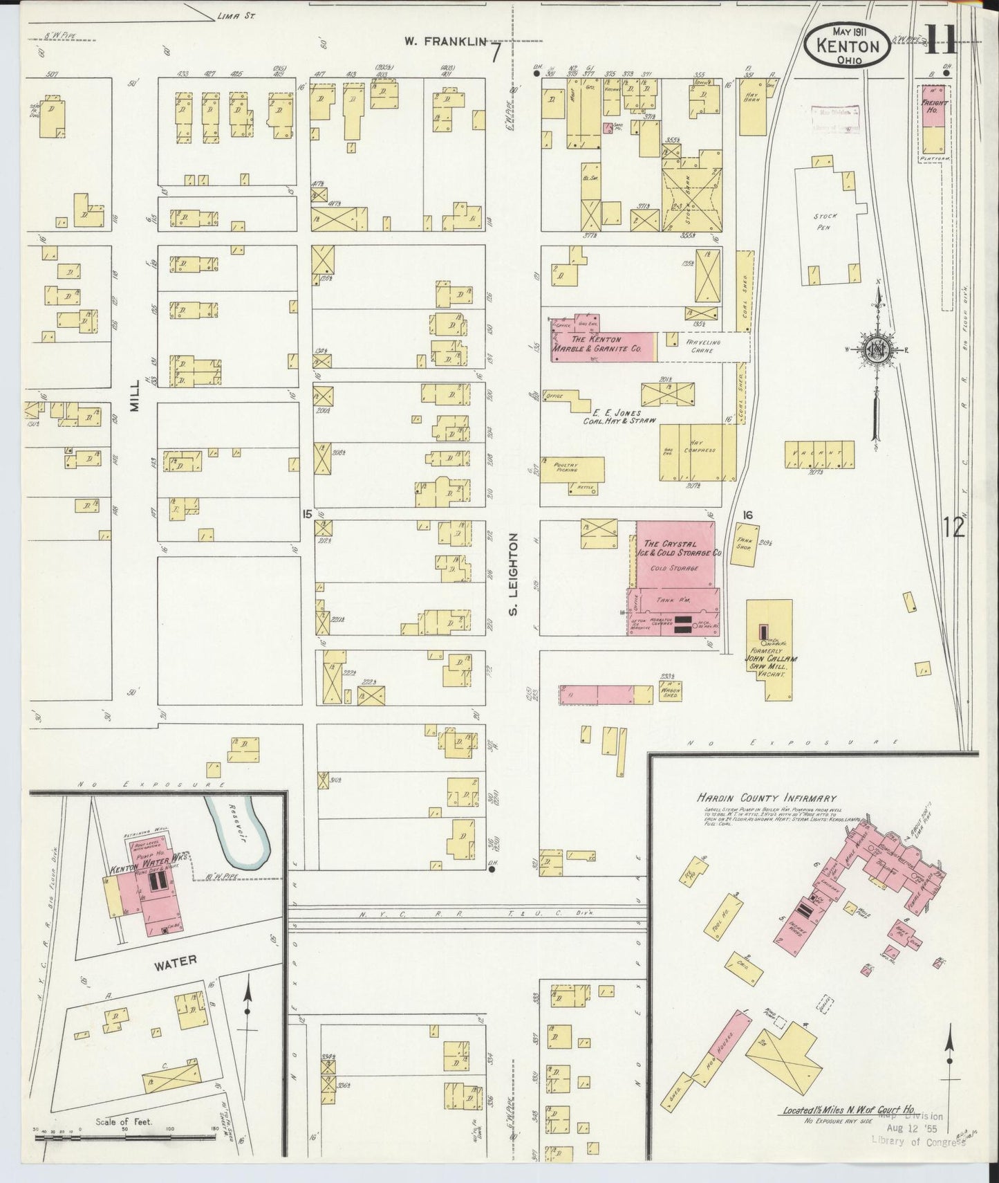 Sanborn Fire Insurance Map from Kenton, Hardin County, Ohio (1911), Sheet #0011 - Historic Sanborn Fire Insurance Map Print, vintage old map wall art, antique decor, genealogy gift, Ohio Ohio map