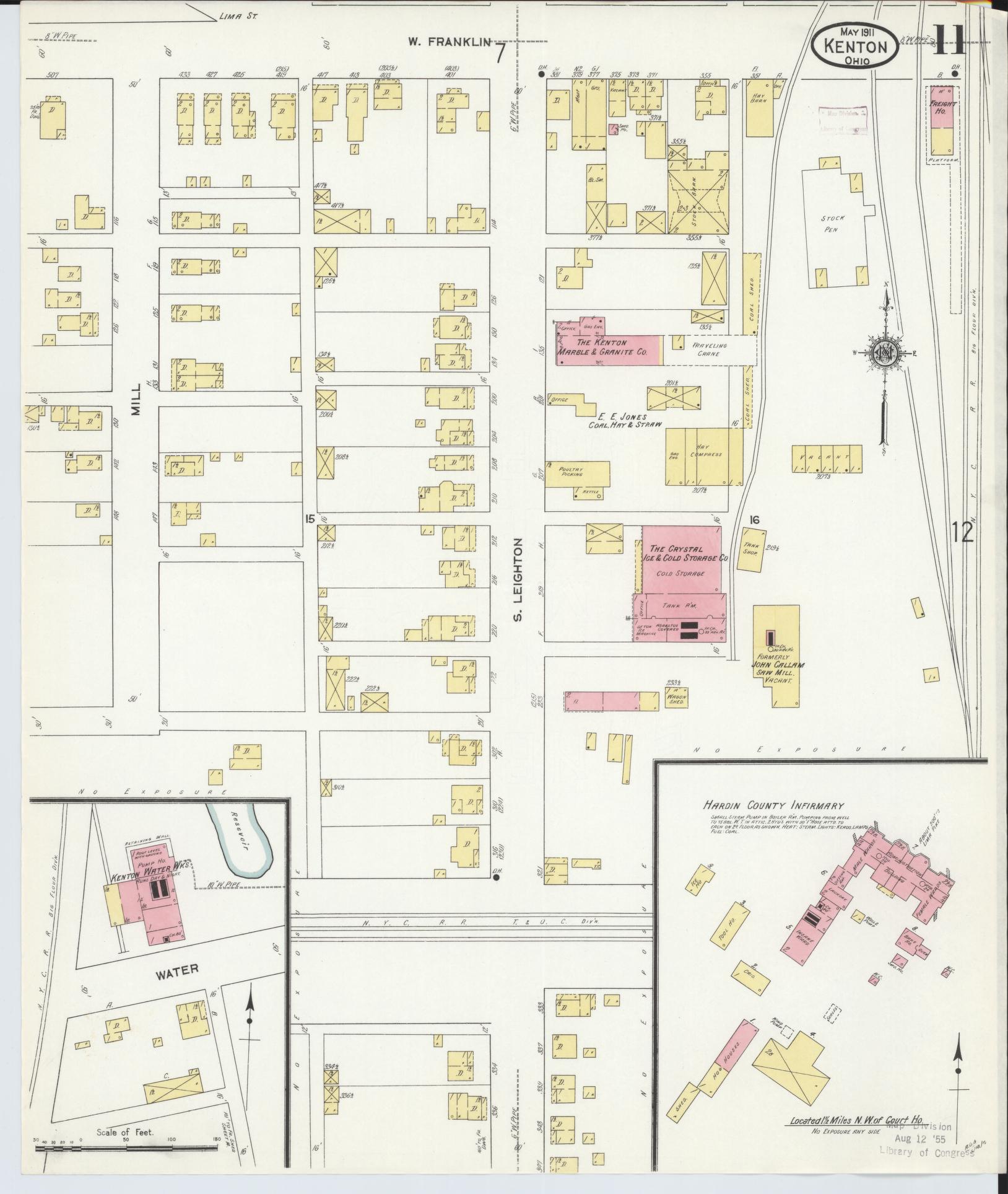 Sanborn Fire Insurance Map from Kenton, Hardin County, Ohio (1911), Sheet #0011 - Historic Sanborn Fire Insurance Map Print, vintage old map wall art, antique decor, genealogy gift, Ohio Ohio map