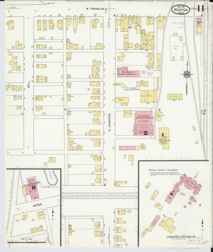 Sanborn Fire Insurance Map from Kenton, Hardin County, Ohio (1911), Sheet #0011 - Historic Sanborn Fire Insurance Map Print, vintage old map wall art, antique decor, genealogy gift, Ohio Ohio map