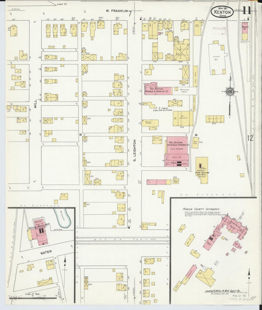 Sanborn Fire Insurance Map from Kenton, Hardin County, Ohio (1911), Sheet #0011 - Historic Sanborn Fire Insurance Map Print, vintage old map wall art, antique decor, genealogy gift, Ohio Ohio map