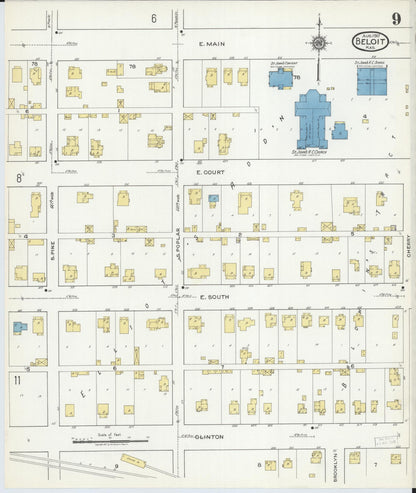 Sanborn Fire Insurance Map from Beloit, Mitchell County, Kansas (1917), Sheet #0009 - Complete Map Set gallery image, historic Sanborn map, vintage wall art, Kansas Kansas