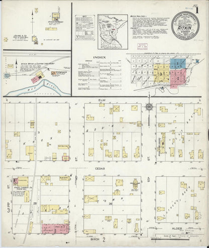 Sanborn Fire Insurance Map from Aitkin, Aitkin County, Minnesota (1914), Sheet #0001 - Complete Map Set gallery image, historic Sanborn map, vintage wall art, Minnesota Minnesota