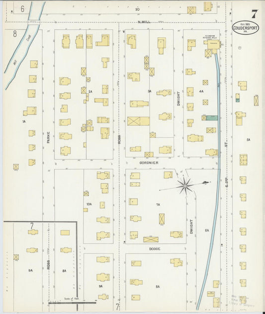 Sanborn Fire Insurance Map from Coudersport, Potter County, Pennsylvania (1903), Sheet #0007 - Historic Sanborn Fire Insurance Map Print, vintage old map wall art, antique decor, genealogy gift, Pennsylvania Pennsylvania map