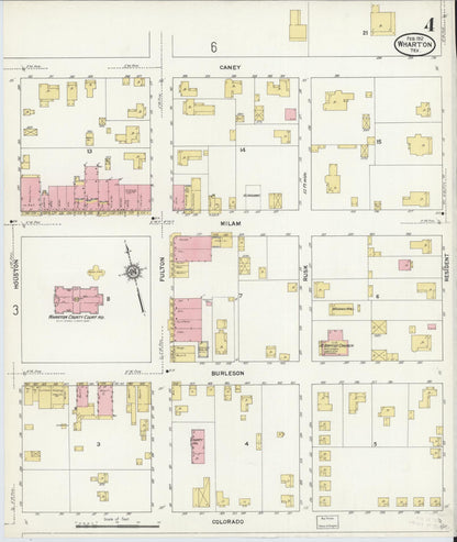 Sanborn Fire Insurance Map from Wharton, Wharton County, Texas (1912), Sheet #0005 - Complete Map Set gallery image, historic Sanborn map, vintage wall art, Texas Texas