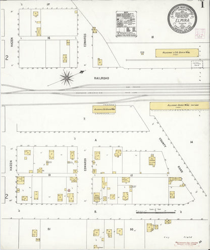 Sanborn Fire Insurance Map from Elmira, Solano County, California (1907), Sheet #0001 - Complete Map Set gallery image, historic Sanborn map, vintage wall art, California California
